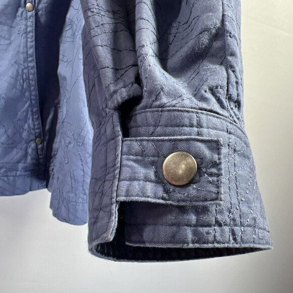 Coldwater Creek Women's Shaped Jacket 18 1X Denim Blue Embroidered Long Sleeve - Picture 8 of 11